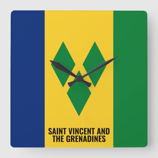 Saint Vincent en de Grenadines Flag Dazzling Vierkante Klok (Voorkant)