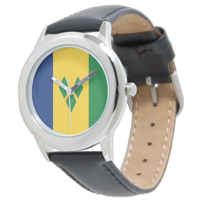 Saint Vincent en de Grenadines Flag Vincy Horloge (Gekanteld)
