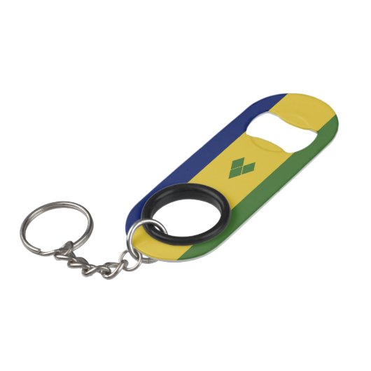 Saint Vincent en de Grenadines Mini Flessenopener (Voorkant Gekanteld)