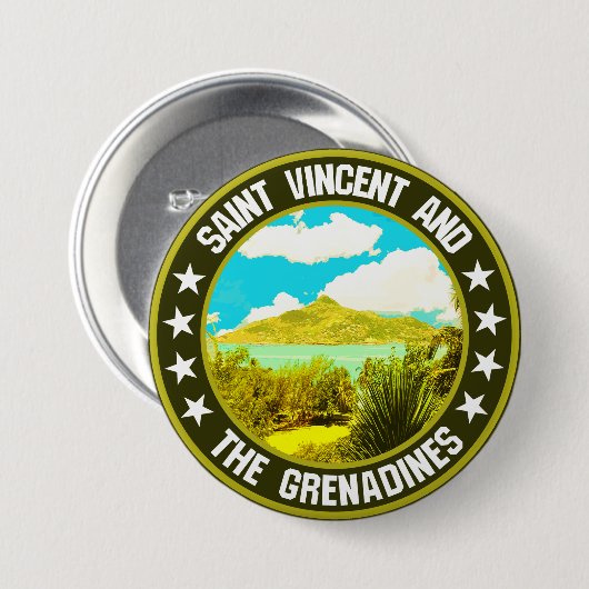Saint Vincent en de Grenadines Ronde Button 7,6 Cm (Voorkant /achterkant)