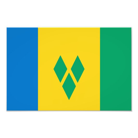 Saint Vincent en de Grenadines vlag Foto Afdruk (Voorkant)
