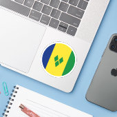 Saint Vincent en de Grenadines Vlag Ronde Sticker (Laptop met iPhone)