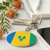 Saint Vincent en de Grenadines vlag Sleutelhanger (Zijkant)
