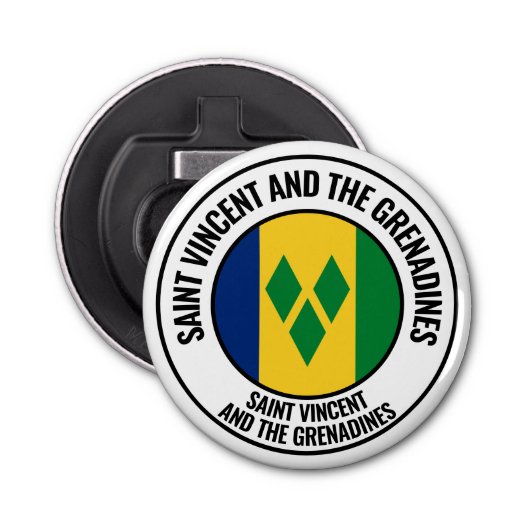 Saint Vincent en de Grenadines Vlaggenschut Button Flesopener (Voorkant)