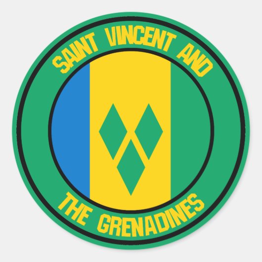 Saint Vincent en de Ronde van Grenadines Ronde Sticker (Voorkant)