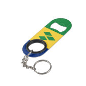 Saint Vincent en de vlag van Grenadines Mini Flessenopener (Achterkant Gekanteld)
