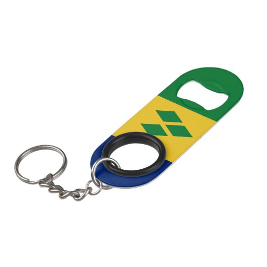 Saint Vincent en de vlag van Grenadines Mini Flessenopener (Voorkant Gekanteld)