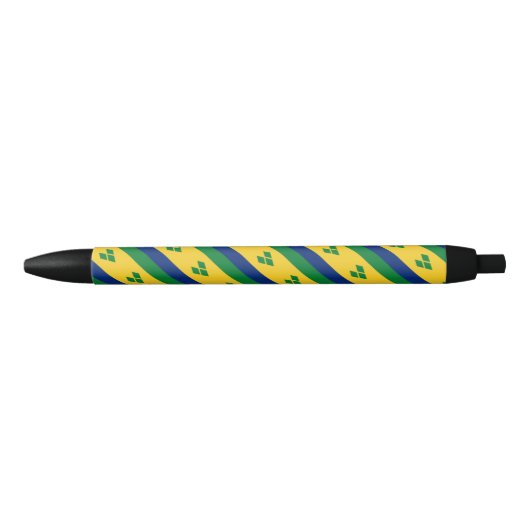 Saint Vincent en Grenadines Vlag balpen Zwarte Inkt Pen (Voorkant)