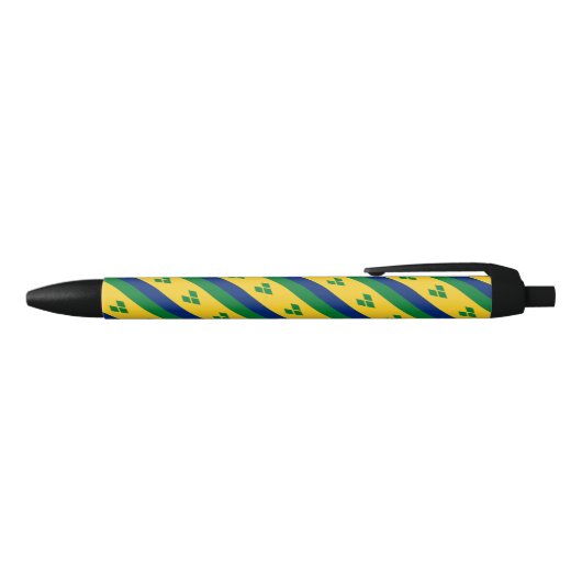Saint Vincent en Grenadines Vlag balpen Zwarte Inkt Pen (Bovenkant)