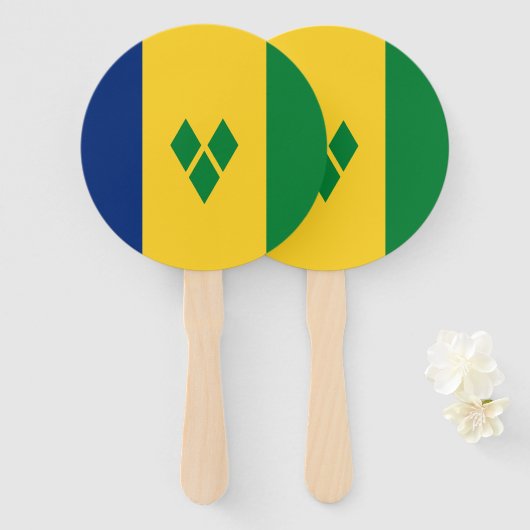 Saint Vincent Flag Handwaaier (Voorkant en achterkant)