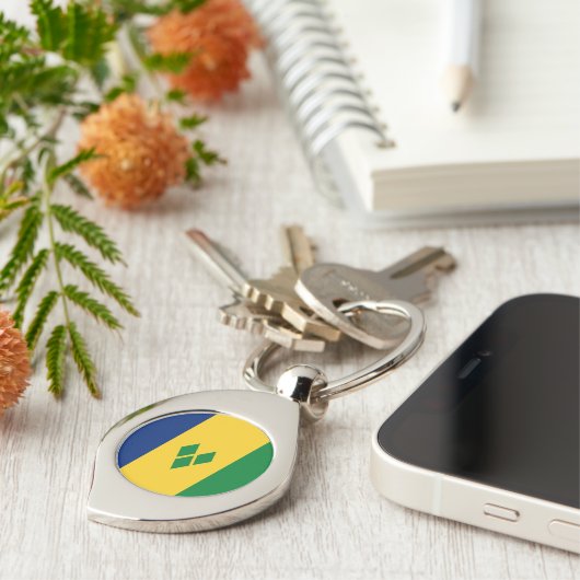 Saint Vincent Flag Sleutelhanger (Zijkant)