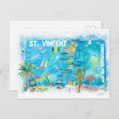 Saint Vincent Grenadines Antilles Illustrated Trav Briefkaart (Voorkant / Achterkant)