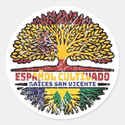 Saint Vincent Grenadines Vincentive Spanje Ronde Sticker (Voorkant)