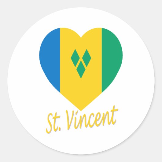 Saint Vincent / Grenadines Vlag Hart Ronde Sticker (Voorkant)