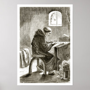 Saint Vincent schrijft in zijn cel bij Ferins, van Poster