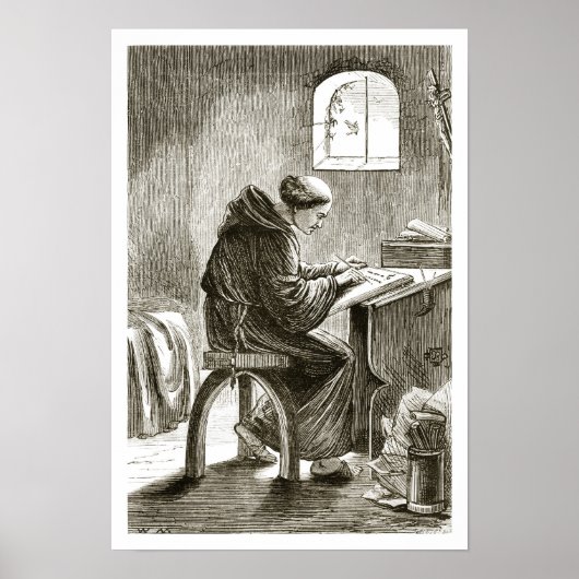 Saint Vincent schrijft in zijn cel bij Ferins, van Poster (Voorkant)