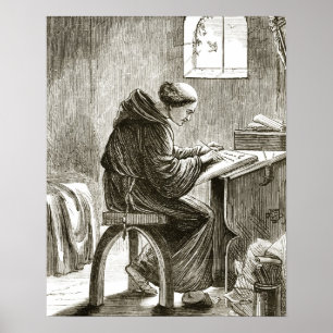 Saint Vincent schrijft in zijn cel bij Ferins, van Poster