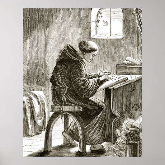Saint Vincent schrijft in zijn cel bij Ferins, van Poster (Voorkant)