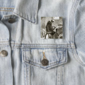 Saint Vincent schrijft in zijn cel bij Ferins, van Vierkante Button 5,1 Cm (In situ)