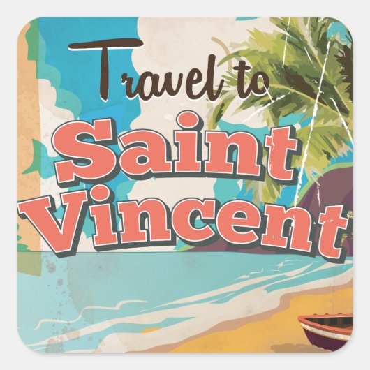 Saint Vincent vintage-poster. Vierkante Sticker (Voorkant)