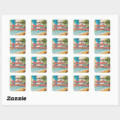 Saint Vincent vintage reisposter. Vierkante Sticker (Vel)