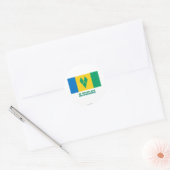Saint Vincent Vlag met naam Ronde Sticker (Envelop)