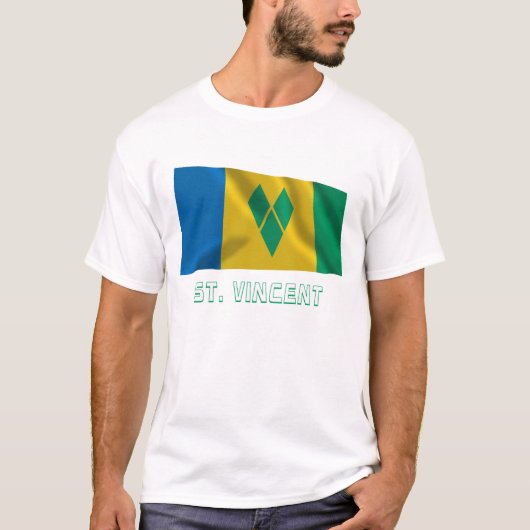Saint Vincent Waving Flag met naam T-shirt (Voorkant)