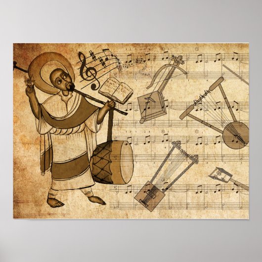 Saint Yared & The Ethiopian Music Instruments Poster (Voorkant)