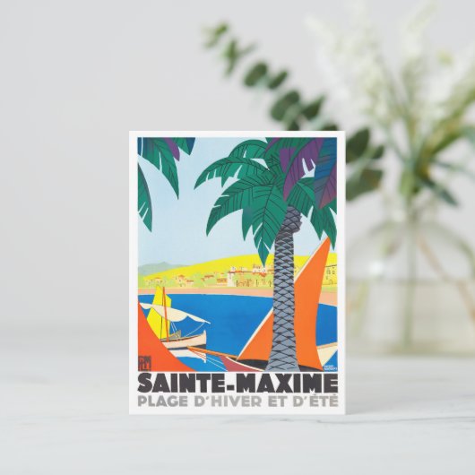 Sainte Maxime France vintage-reis Briefkaart (Staand voorkant)