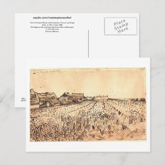 Saintes-Maries met begraafplaats, Van Gogh Fine Ar Briefkaart (Voorkant / Achterkant)