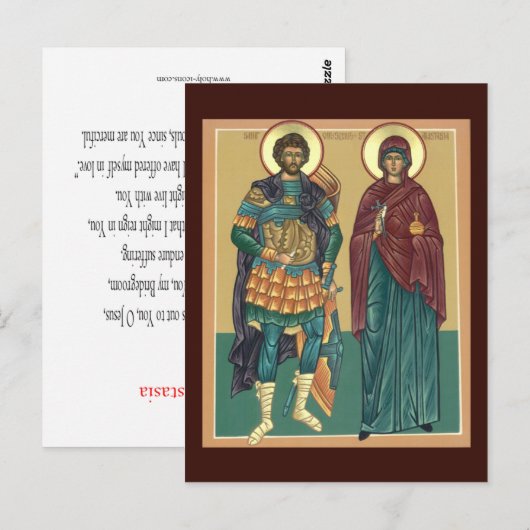 Saints Anastasia and Chrysogonus Prayer Card Briefkaart (Voorkant / Achterkant)