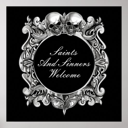 Saints And Sinners Halloween-feest welkomstbord Poster (Voorkant)