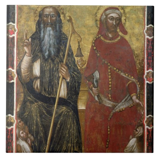 Saints Anthony Abbot en Eligius - Schildproces Tegeltje (Voorkant)