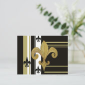 Saints Black en Gold Fleur de lis Briefkaart (Staand voorkant)