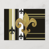 Saints Black en Gold Fleur de lis Briefkaart (Voorkant)