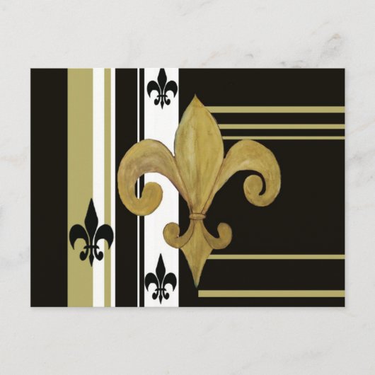 Saints Black en Gold Fleur de lis Briefkaart (Voorkant)