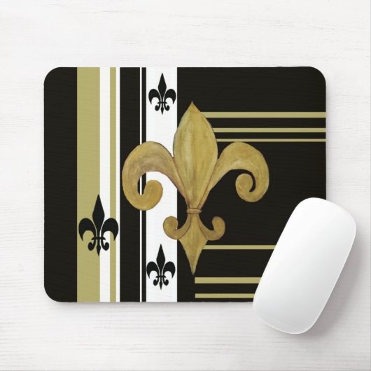 Saints Black en Gold Fleur de lis Muismat (Met muis)
