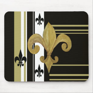 Saints Black en Gold Fleur de lis Muismat