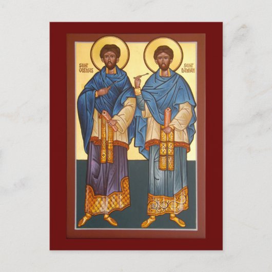 Saints Cosmas and Damian Icon Prayer Kaart (Voorkant)