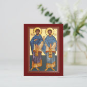Saints Cosmas and Damian Icon Prayer Kaart (Staand voorkant)