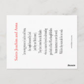 Saints Joachim and Anna Prayer Card Briefkaart (Achterkant)