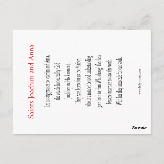Saints Joachim and Anna Prayer Card Briefkaart (Achterkant)