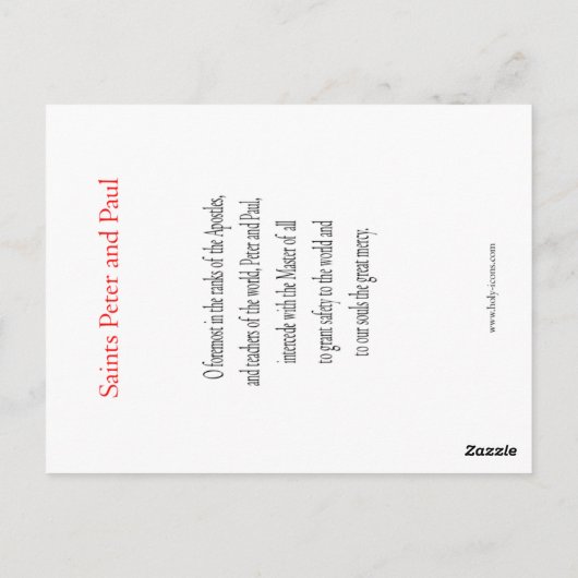 Saints Peter en Paul Prayer Card Briefkaart (Achterkant)
