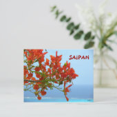 Saipan Flame Blossom op een oceaan blauw Briefkaart (Staand voorkant)
