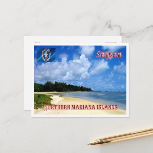 Saipan - Noordelijke Marianen - Tanapag-strand Briefkaart (Voorkant / Achterkant in situ)