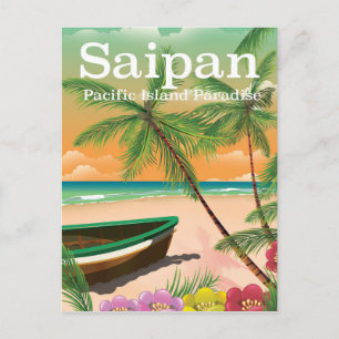 Saipan vintage stijl reisposter briefkaart