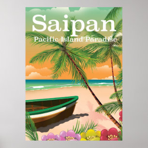 Saipan vintage stijl reisposter poster