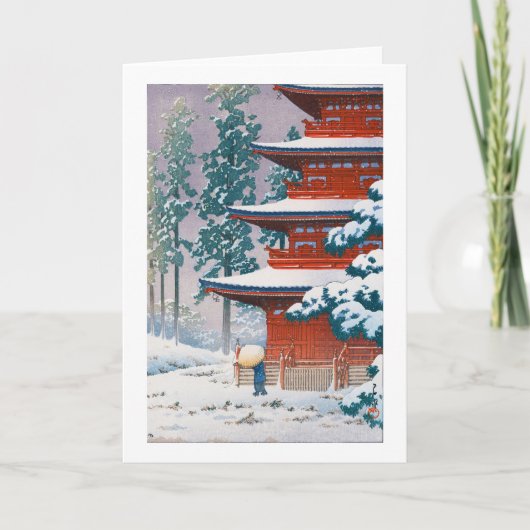 Saishoin Temple in Snow, Hasui Kawase, Woodcut Kaart (Voorkant)