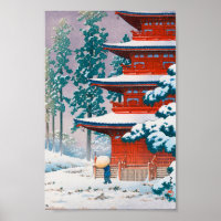 Saishoin Temple in Snow, Hasui Kawase, Woodcut