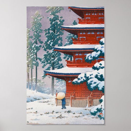 Saishoin Temple in Snow, Hasui Kawase, Woodcut Poster (Voorkant)